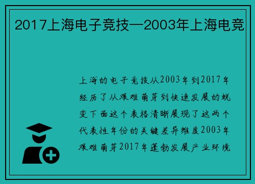 2017上海电子竞技—2003年上海电竞